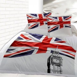Housse de couette BRITISH FLAG LONDRES 240 x 220 +2 Taies Coton