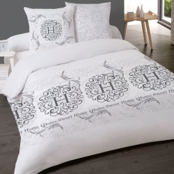 Housse de couette COSY AT HOME 240 x 220 +2 Taies  placées PERCALE DE COTON