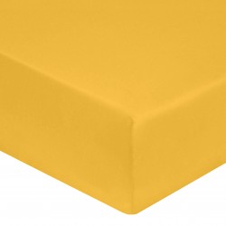 DRAP HOUSSE 180 x 200 JAUNE SAFRAN VERITABLE SATIN DE COTON bonnet 30 cm