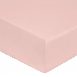 DRAP HOUSSE 160 x 200  ROSE POUDRE VERITABLE PERCALE DE COTON bonnet 30 cm