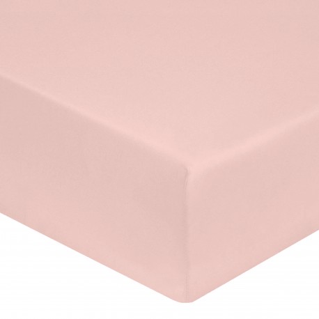 DRAP HOUSSE 180 x 200 ROSE POUDRE VERTABLE PERCALE DE COTON bonnet 30 cm