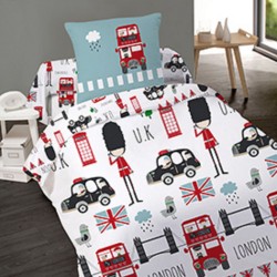 Housse de couette LONDON KIDS Londres 140 x 200 + 1 Taie  100%  Coton