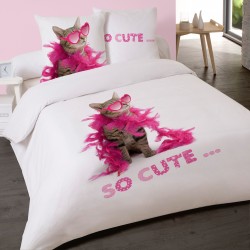 Housse de couette CHAT SO CUTE Chaton 200 x 200 +2 Taies Coton 100%