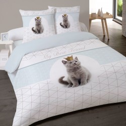 Housse de couette CHAT KING Chaton 240 x 220 +2 Taies  Coton