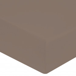 DRAP HOUSSE 160 x 200 TAUPE VERITABLE PERCALE DE COTON bonnets 30 cm