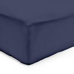 DRAP HOUSSE 160 x 200  MARINE  VERITABLE PERCALE DE COTON bonnets 30 cm