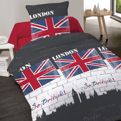 Housse de couette 140 x 200 + 1 Taie 65 cm SO BRITISH 2014  100%  Coton