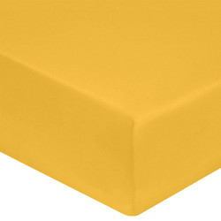 DRAP HOUSSE 180 x 200 SAFRAN Jaune bonnets de 40 cm VERITABLE PERCALE DE COTON