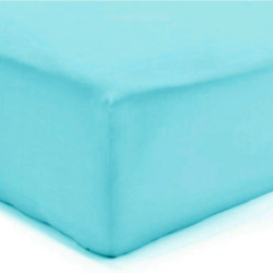 Drap housse Flanelle  Molleton Douceur Bleu Turquoise 180 x 200  bonnet de 30 cm