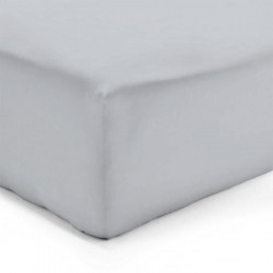 DRAP HOUSSE 140 x 190 cm GRIS PERLE VERITABLE PERCALE DE COTON Bonnet de 40 cm