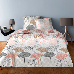 Housse de couette 260 x 240 +2 Taies PINK FLOWER Coton 57 fils supérieur