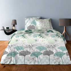 Housse de couette GREEN FLOWER 240 x 220 +2 Taies  Coton Supérieur