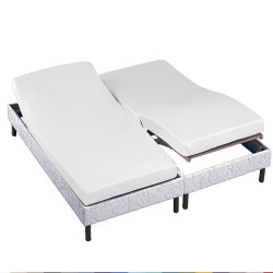 DRAP HOUSSE BLANC 160 x 200 TETES ET PIEDS RELEVABLES  bonnet de 30 cm PERCALE de COTON