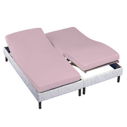 DRAP HOUSSE ROSE 160 x 200 TETES ET PIEDS RELEVABLES  bonnet de 30 cm PERCALE de COTON