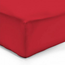 DRAP HOUSSE 140 x 190 cm ROUGE  VERITABLE PERCALE DE COTON Bonnet de 40 cm