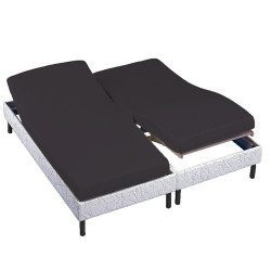 DRAP HOUSSE GRIS ANTHRACITE 180 x 200 TETES ET PIEDS RELEVABLES  bonnet de 30 cm PERCALE de COTON