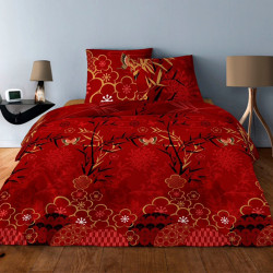 Housse de couette JAPON ROUGE 240 x 220 +2 Taies  Coton Supérieur