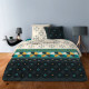 Housse de couette   240 x 220 +2 Taies ART DECO 23 Turquoise Coton Supérieur