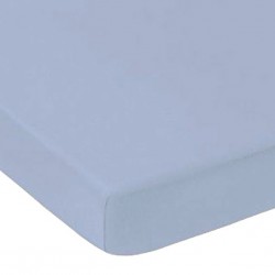 Drap Housse 160 x 200 cm BLEU CIEL Sim Coton Bonnet de 25 cm