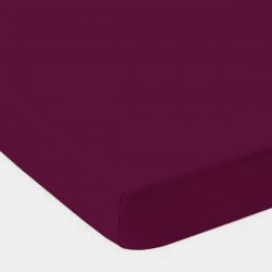 Drap Housse 140 x 190 cm SIM PRUNE Coton Bonnet 25 cm