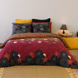 Housse de couette  260 x 240 cm +2 Taies KIMONO  Coton 57 fils serré