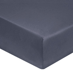 DRAP HOUSSE 90 x 200 cm GRIS ANTHRACITE  VERITABLE PERCALE DE COTON Bonnet de 30 cm