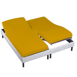 DRAP HOUSSE SAFRAN 160 x 200 TETES ET PIEDS RELEVABLES  bonnet de 30 cm PERCALE de COTON