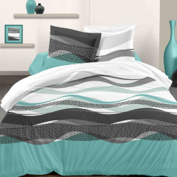 Housse de couette 3381 Turquoise 140 x 200 + 1 Taie  1 place 100%  Coton