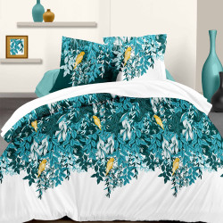 Housse de couette 260 x 240 +2 Taies Jungle Vert Turquoise Coton 57 fils supérieur