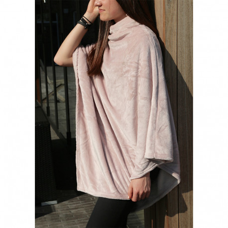 PONCHO PLAID  VIEUX ROSE Ultra chaud 280 gr 80 x 80 cm Microfibre grand luxe
