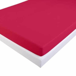 DRAP HOUSSE 160 x 200 cm FUSCHIA déstock Coton 57 fils Bonnets de 27 cm