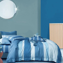 Housse de couette   240 x 220 +2 Taies GEOMETRIQUE Bleu  Coton Supérieur