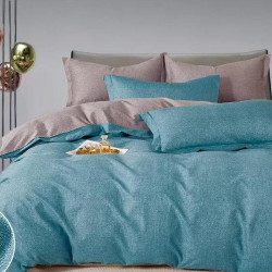 Housse de couette  240 x 220 cm + 2 Taies 64 cm A-24-29 Faux uni moiré celadon véritable Percale de Coton en déstockage