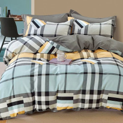 Housse de couette   240 x 220 +2 Taies CARRO-LIGNES CIEL Coton Supérieur