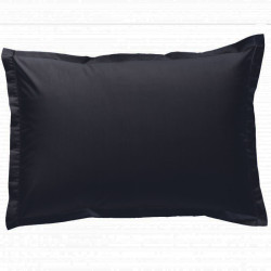 Taie d oreiller à volants  50x70 cm NOIR Véritable Percale de Coton