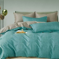 Housse de couette  240 x 220 cm + 2 Taies 64 cm A-24-28 Faux uni moiré VERT véritable Percale de Coton en déstockage