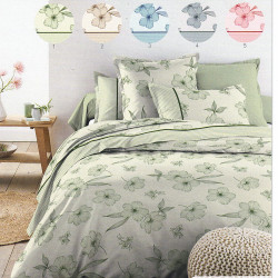 Parure de draps FLANELLE 4198 Vert pour lit de 140  4 PIECES  220x290 en 160 gr