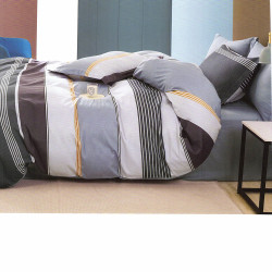 Housse de couette  240 x 220 cm + 2 Taies 64 cm TH-04-24 gris véritable Percale de Coton en déstockage