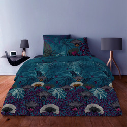 Parure de draps BOTANIQUE VERT pour lit de 160 x200 cm  4 PIECES
