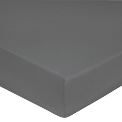 DRAP HOUSSE 160 x 200 cm ANTHRACITE déstock Coton 57 fils Bonnets de 27 cm