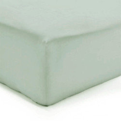 DRAP HOUSSE 160 x 200 cm Vert d'Eau déstock Coton 57 fils Bonnets de 27 cm