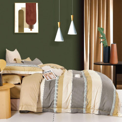 Parure de draps HONLAND gris pour lit de 140 x190 cm  4 Pièces en déstockage