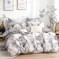 Parure de draps MENG GRIS pour lit de 140 x190 cm  4 Pièces en déstockage