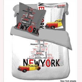 Housse de couette 260 x 240 +2Taies NEW YORK STREET TAXI USA
