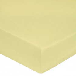 DRAP HOUSSE 120 x 200  JAUNE bonnet 27 cm Blanc Des Vosges