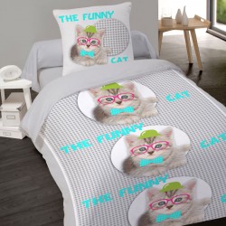 Housse de couette  CHATON Chat 140 x 200 +1 Taie Coton