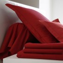 DRAP HOUSSE CARMIN Rouge 180 x 200 TETES ET PIEDS RELEVABLES  bonnet de 27cm Blanc Des Vosges